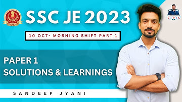 SSC JE 2023 PAPER 1 Answer Key Analysis | 10 October Part 1 | SSC JE |  #sandeepjyani #sscje2024