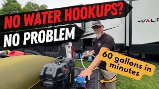 SIMPLE Portable RV Water Tank Fill  StepByStep IN 9 MINUTES! Dry Camping Water Bladder