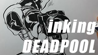 Traditional Art - Inking Deadpool - Time lapse