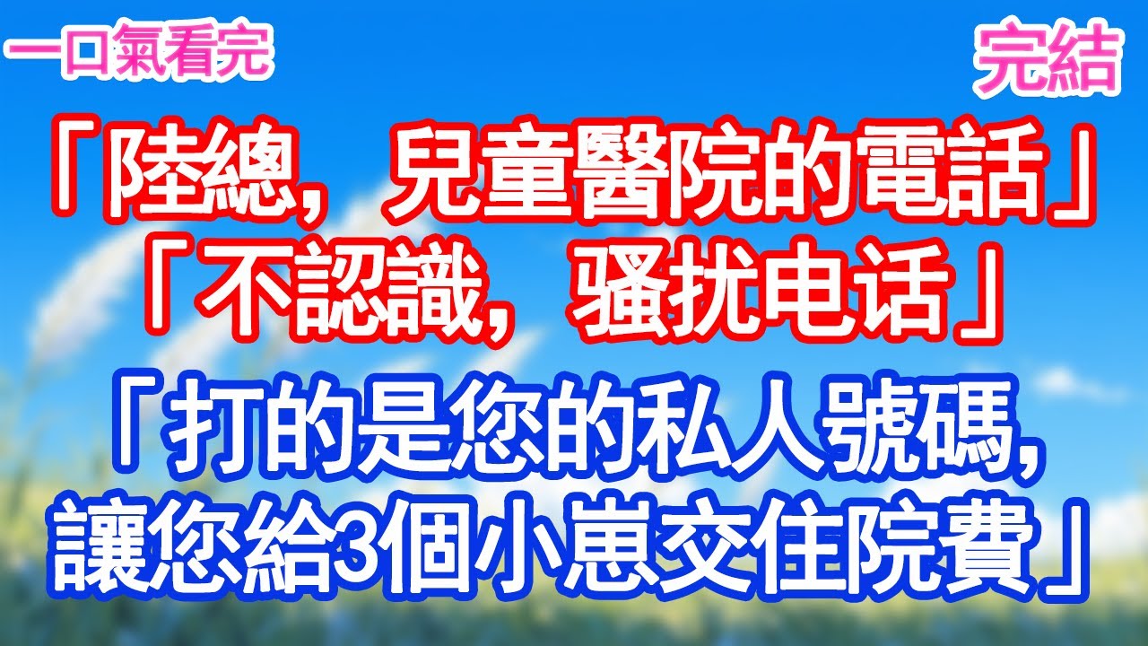 「陸總，兒童醫院的電話。」「不認識，骚扰电话。」「打的是您的私人號碼，讓您給3個小崽交住院費」甜寵文