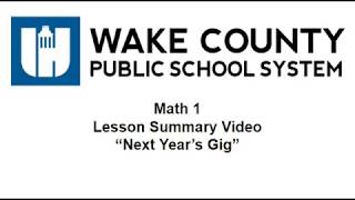 Math 1 Unit 8 Lesson 7 Summary Video