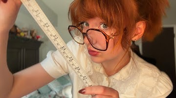 asmr mumbling and measuring 📐📝 close inaudible , unintelligible whispers / soft speaking examining