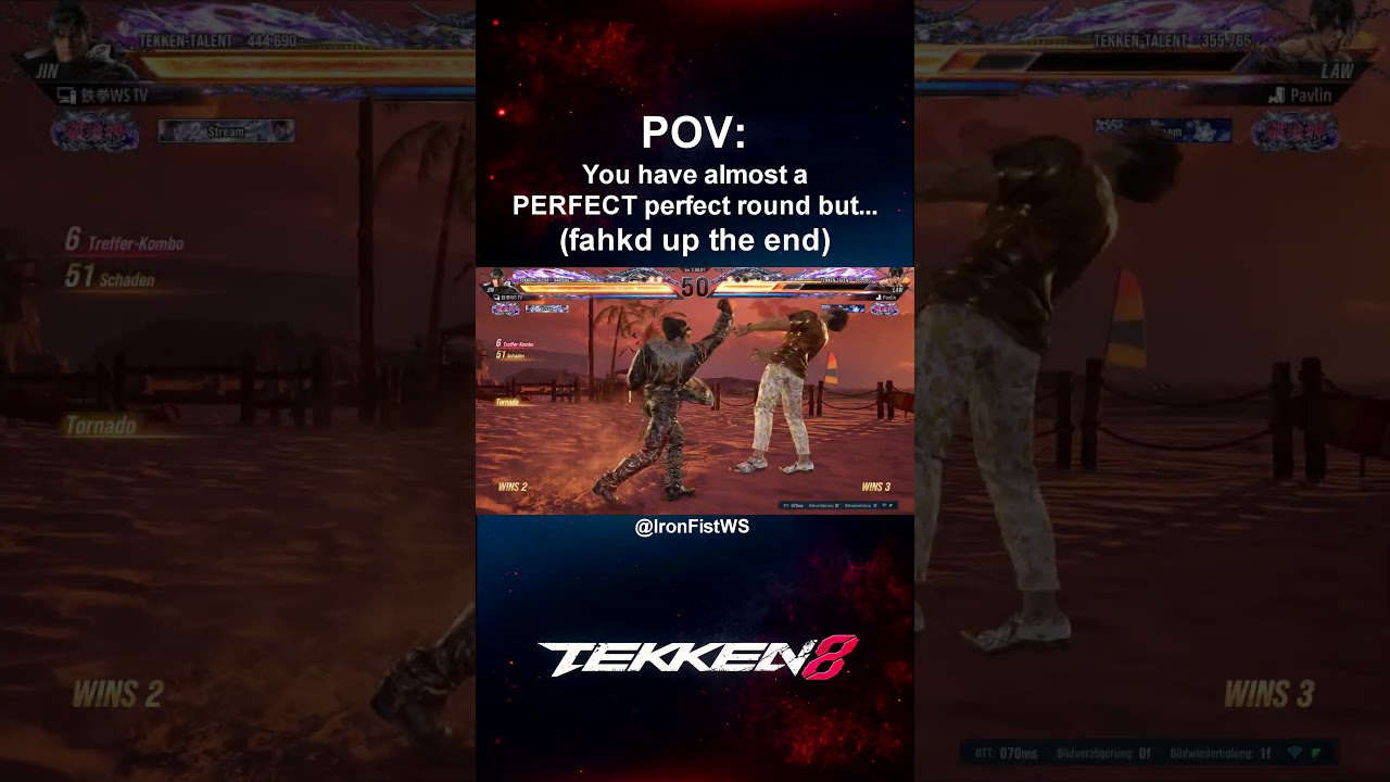 Jin Almost 100% HP combo in Tekken 8 perfect round 👀