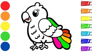 How to Draw a Cute Bird  🦜❤️ 🌈✨ | Rainbow Parrot Drawing | Step by Step Art Tutorial