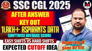 SSC CGL 2025 | 1lakh+ aspirants data | shiftwise average score |easy vs hard shifts| expected cutoff
