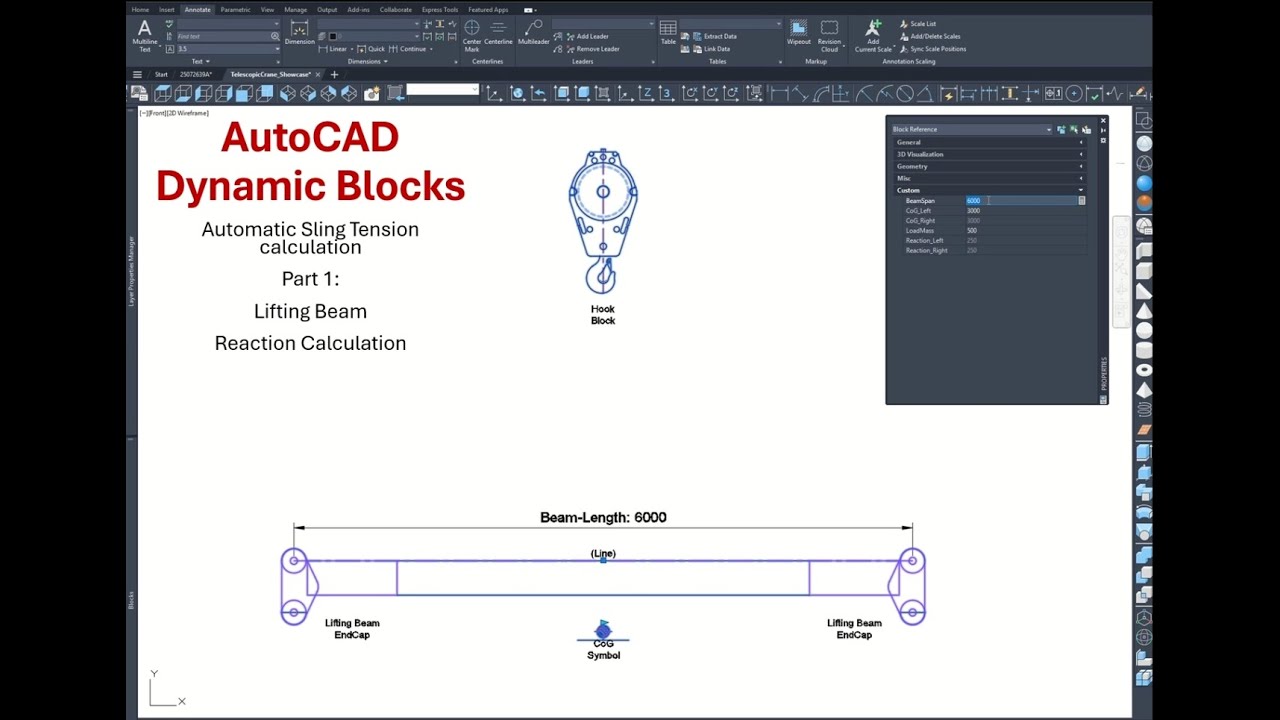 Creating AutoCAD Dynamic Block for Lift Plan - Sling Tension Part 1 ...