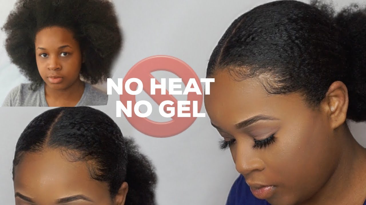 How To Slick Sleek Ponytail On 4c Natural Hair W Heat Or Gel