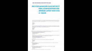 Wgu C838 Managing Cloud Security Final Exam Questions And Answers 2024 2025 Edition