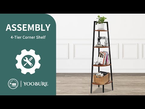 ️Yoobure Corner Shelf, 4-Tier Corner Bookshelf with Metal Frame Assembly Video