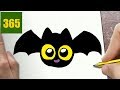 HOW TO DRAW A HALLOWEEN BAT CUTE, Easy step by step drawing lessons for kids