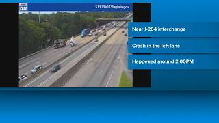 Overturned vehicle causes 2.5-mile backup on I-64 East in Norfolk