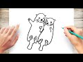 How to draw otters holding hands