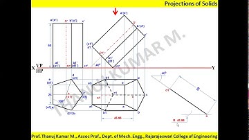 Projection of Prism with BETA Angle - by Prof. Thanuj Kumar M
