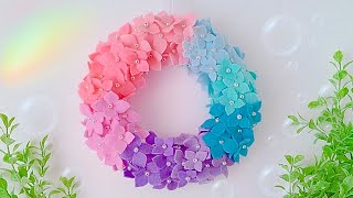 な*さ様 梅雨❀フェルトリース　紫陽花と虹 mqdefault.jpg