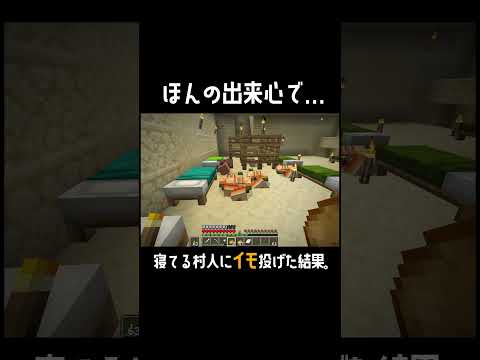 村人が寝ながらイモ争奪戦🥔 #minecraft  #vtuber