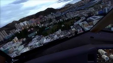 FSX - Landing Hong Kong - Kai Tak Airport VHHX - 777-200LR - Mercosul VA