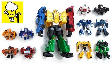 Transformer stop motion collection with optimus prime Ultra Bee bumblebee robots in disguise