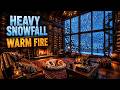Blizzard And Fireplace Sounds for Sleep | Cozy Winter Cabin Ambience | 8 Hours