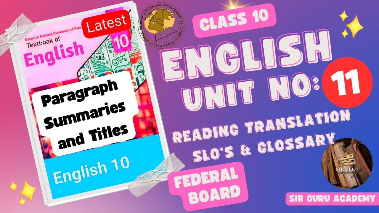 FBISE CLASS 10 English New Book 2025 NBF UNIT 11 ADVENTURE SPORTS Reading, Translation SLOs Glossary