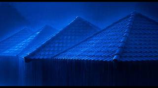 Deep Blue Rain on Tiled Roof | Peaceful Night Waterfall Ambience for Sleep (LIVE 24/7)
