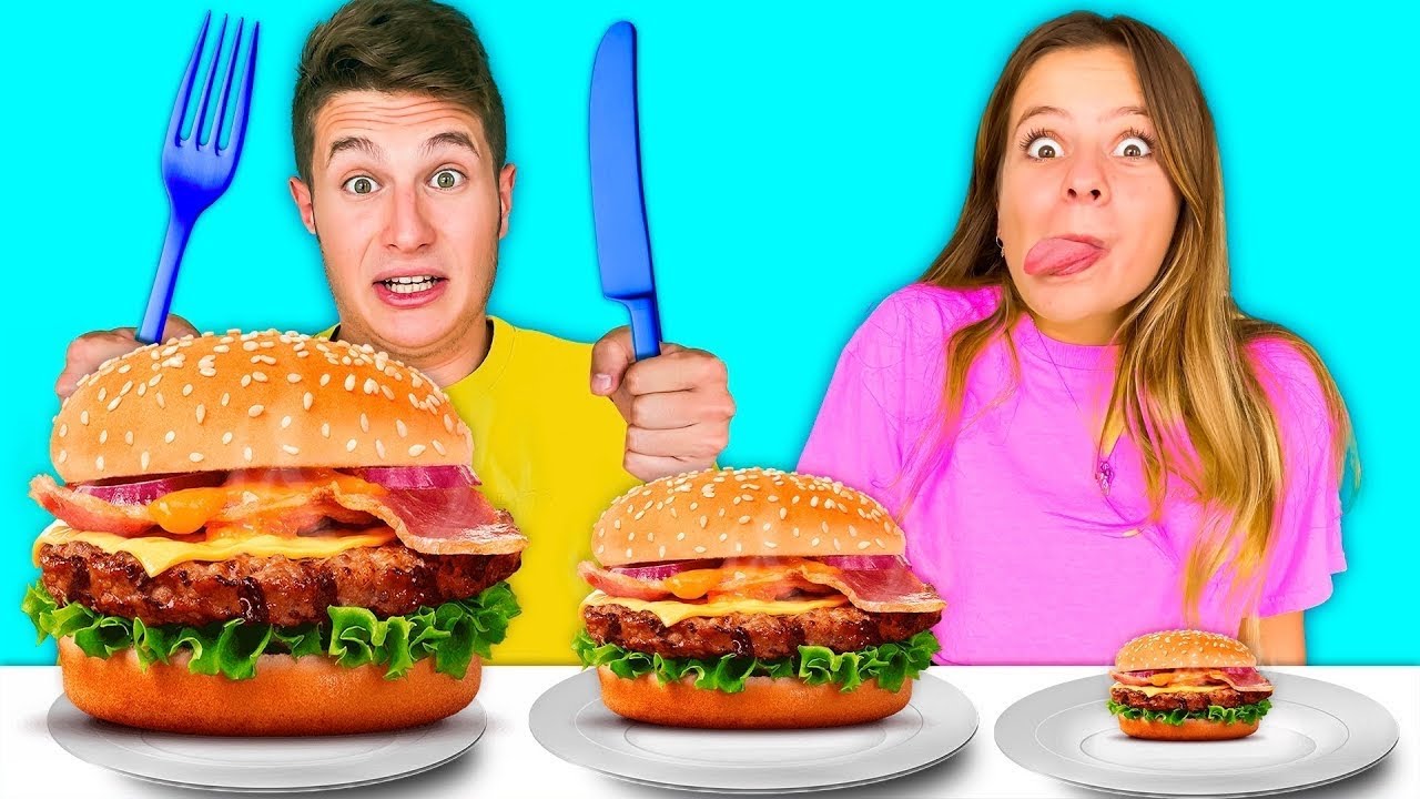 SMALL vs MEDIUM vs BIG FOOD CHALLENGE! - YouTube