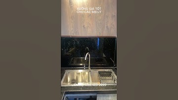 KÍNH ỐP BẾP MÀU ĐEN KIM TUYẾN | Kính Ốp Bếp Thành Phát