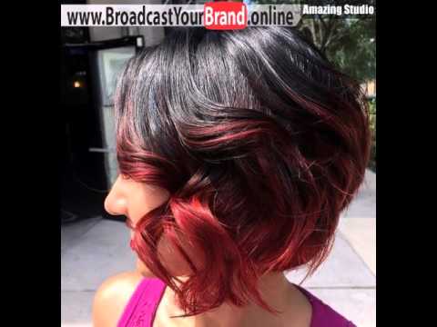 Black Bob With Red Ombre Highlights Youtube