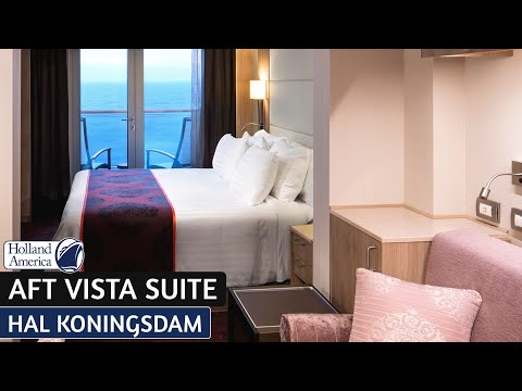 Koningsdam Aft-Facing Vista Suite walkthrough tour