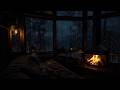 Escape Into A Cozy Cabin While Rain Falls And A Fireplace Burns Gently Through The Night