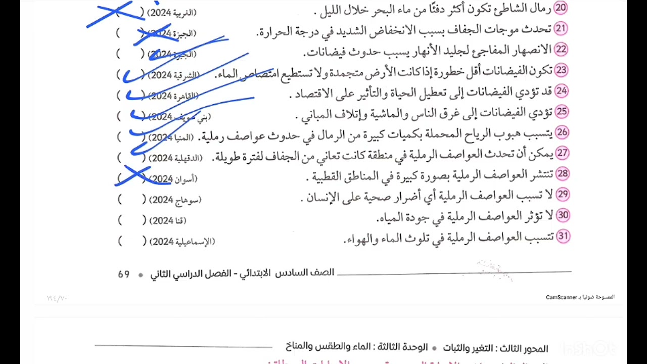 بنك أسئلة المفهوم ٢ الوحدة ٣ كتاب الشاطر علوم سادسة ابتدائى ترم تانى منهج جديد ٢٠٢٦