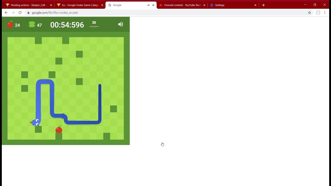 Google Snake Game Category Extensions_Wall Mode(Slow)_50 Apples YouTube