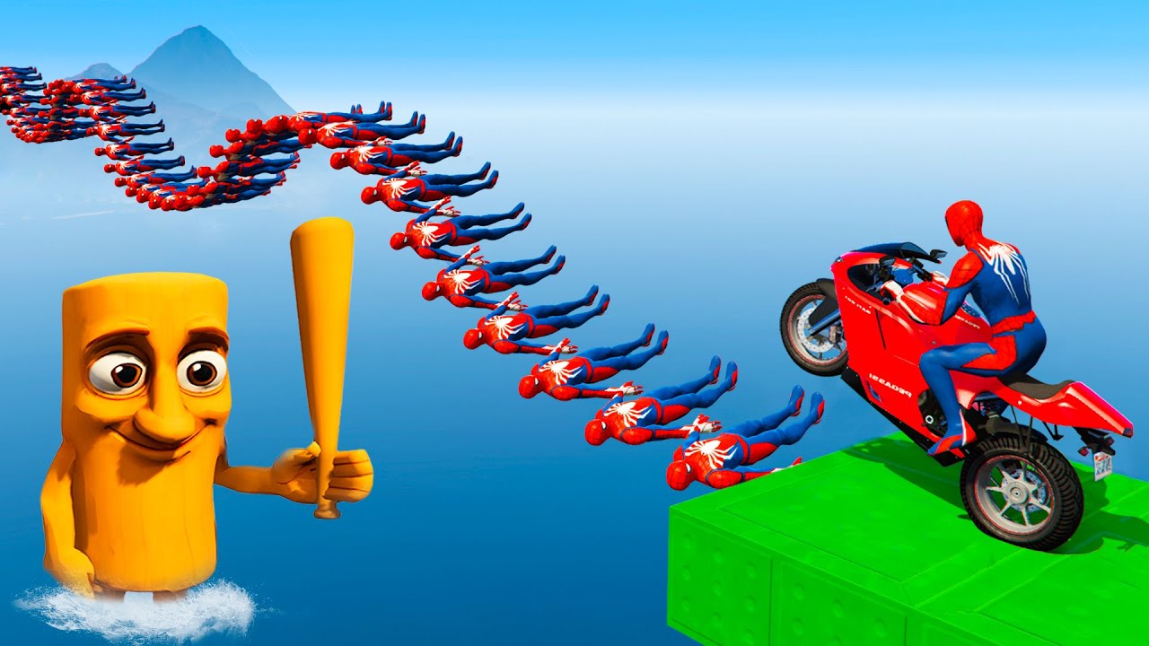 Spider-Man vs TUNG TUNG TUNG SAHUR Rescue Superhero on Motorcycle in SPIDERS BRIDGE | GTA MULTIVERSE