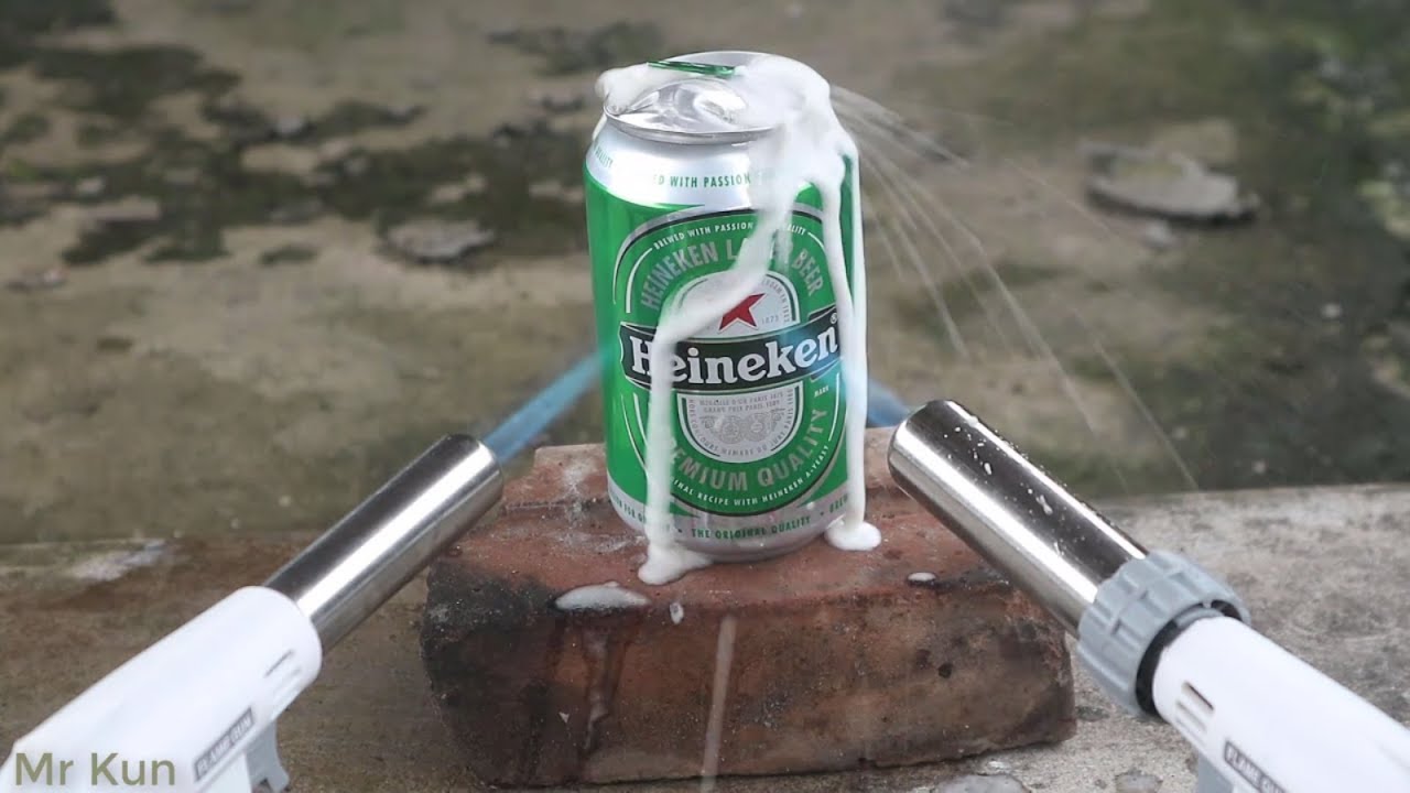 HEINEKEN VS GAS TORCH Nice Explosion!