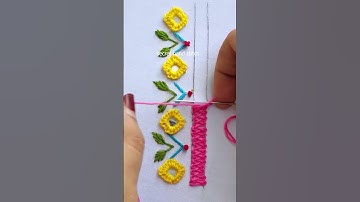 viral elegant hand embroidery || how to easy mirror border #trending #embroidery #shortvideo