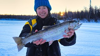 Ice Fishing for Arctic Char in Alaska 