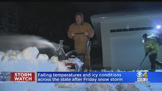 Temperatures Fall, Creating Icy Conditions Across Machusetts After Snow Storm