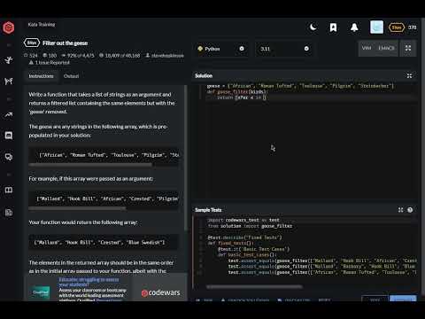 codewars python Filter out the geese