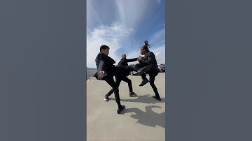 1 v 3 fight on the roof! 🔥 #fight #shorts #johnwick