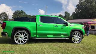 Neon Slime Green GMC Sierra Truck on Big Cap 30s Update
