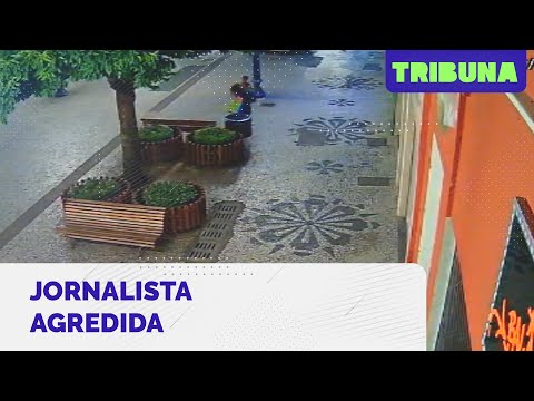Câmera de segurança registra jornalista com adesivo do Lula sendo agredida