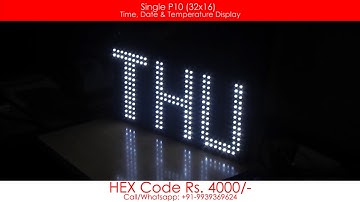 P10 32x16 LED Dot Matrix Clock with Date and Temperature Display