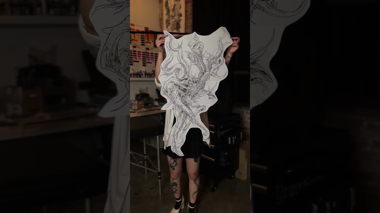 Real size octopus tattoo stencil.