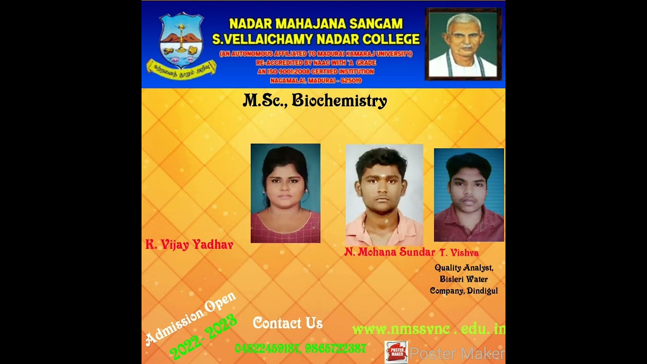 M. Sc., Biochemistry,Placement details 2020- 2022