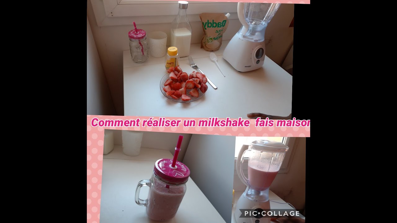 Comment réaliser un milkshake à la fraise fait maison - YouTube