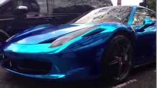 Ferrari 458 spider wrapped in a incredible chrome blue