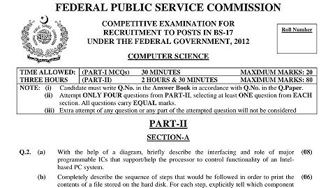 CSS PAST PAPERS - 2012 - COMPUTER SCIENCE - OPTIONALLY SUBJECT  (GROUP 1)