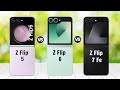 Galaxy Z Flip 5 vs Galaxy Z Flip 6 vs Galaxy Z Flip 7 Fe || Full Comparison