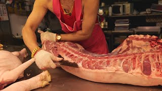 Amazing knife skills! Whole pig cutting skills midnight session