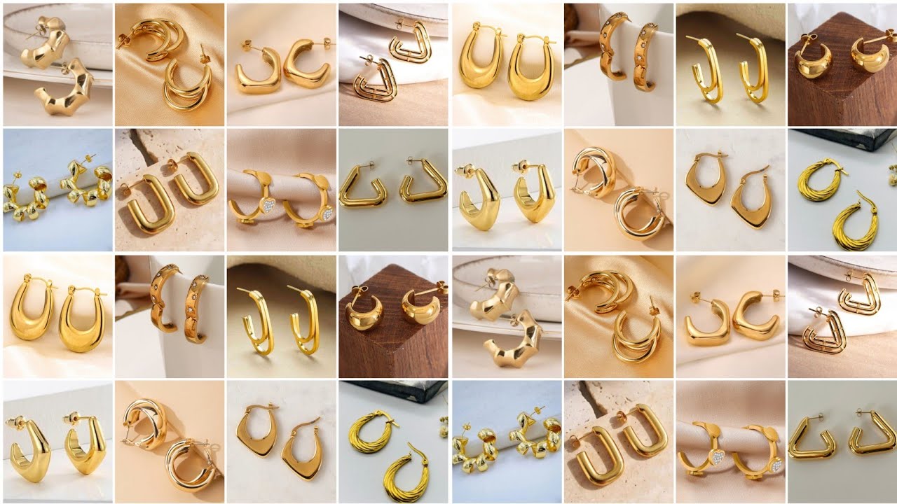 Новейшие и красивые дизайны золотых сережек-гвоздиков для женщин || Простые дизайны золотых сереж...