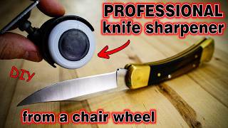 Making a simple professional knife sharpener from a Chair Wheel DIY